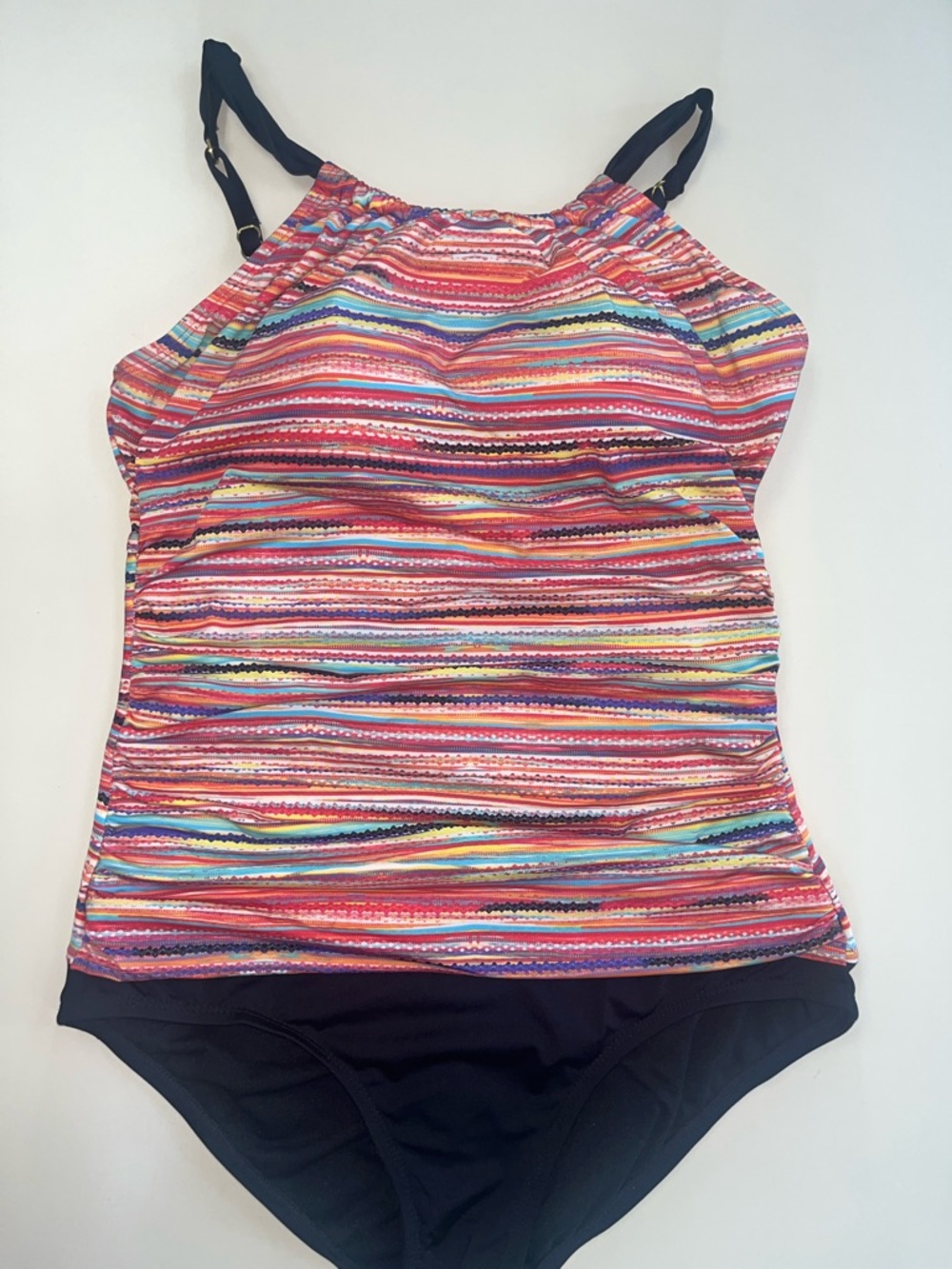 Jantzen Multicolor Striped One-Piece with Black Bottom